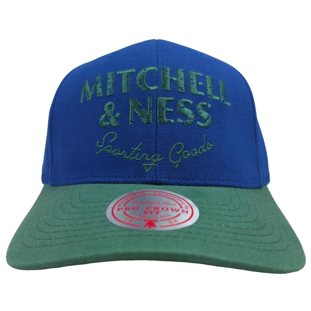 Mitchell & Ness Pro Fit Snapback Brand Embroidery Logo Side Logo Blue Green NWT